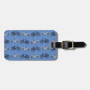 Etiqueta Para Maletas Modelo azul retro de la bicicleta
