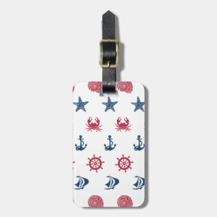 Etiqueta Para Maletas Modelo blanco y azul rojo del símbolo del mar