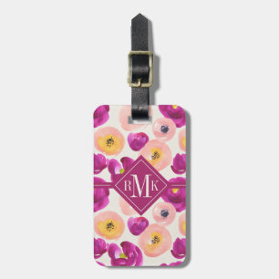 Etiqueta Para Maletas Modelo botánico de la acuarela del monograma el  