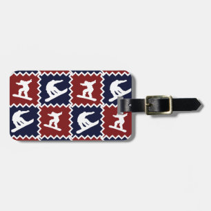 Etiqueta Para Maletas Modelo cuadrado azul rojo de la snowboard fresca