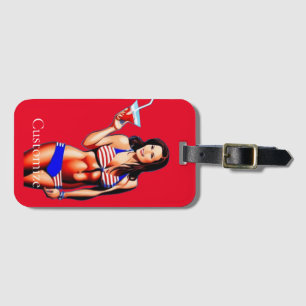 Etiqueta Para Maletas Modelo de fitness bikini patriótico Thunder_Cove