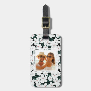 Etiqueta Para Maletas Modelo de flores tropical blanco de la foto de