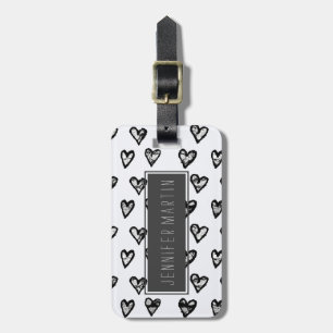 Etiqueta Para Maletas Modelo de mármol blanco y negro elegante moderno