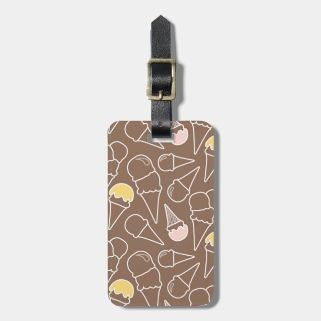 Etiqueta Para Maletas Modelo del cono de helado en Brown (Frente Vertical)