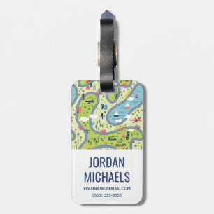 Etiqueta Para Maletas Modelo del paisaje de Roadtrip de los niños