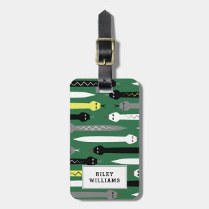 Etiqueta Para Maletas Modelo fresco de la serpiente verde oscuro - añada