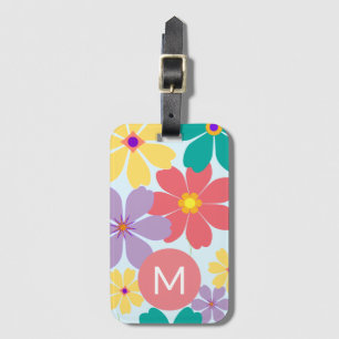 Etiqueta Para Maletas Modelo moderno de flores alegres y brillantes mono