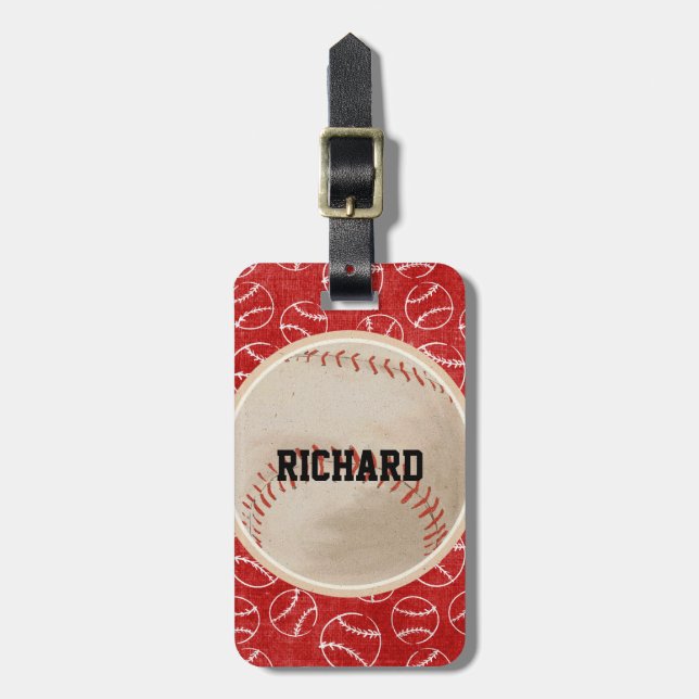 Etiqueta Para Maletas Modelo rojo personalizado del béisbol con béisbol (Frente Vertical)