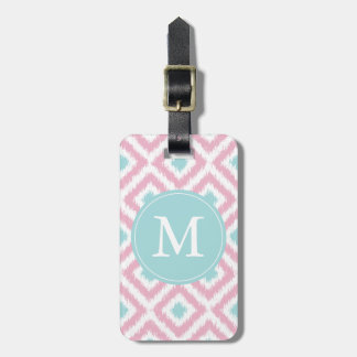 Etiqueta Para Maletas Modelo rosa claro con monograma de Ikat de los