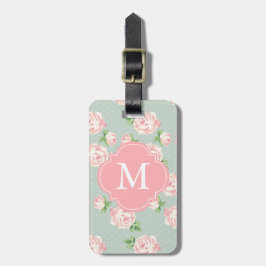 Etiqueta Para Maletas Modelo rosado y de la menta del vintage de los