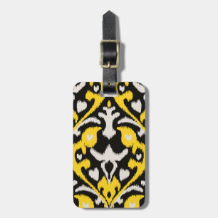 Etiqueta Para Maletas Modelo tribal del ikat amarillo negro intrépido