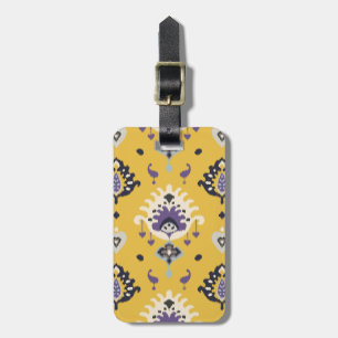 Etiqueta Para Maletas Modelo tribal del ikat púrpura amarillo moderno el