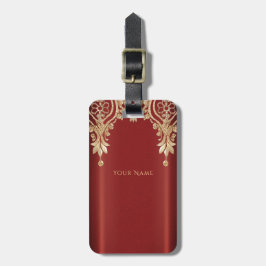 Etiqueta Para Maletas Modern Gold Red Floral Luggage Tag