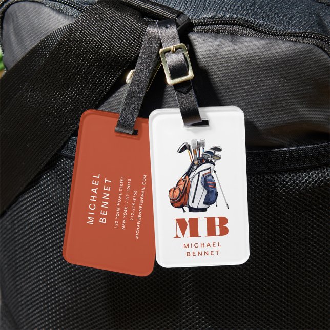 Etiqueta Para Maletas Modern Golf Sport Monogrammed (Modern Golf Sport Monogrammed Luggage Tag)