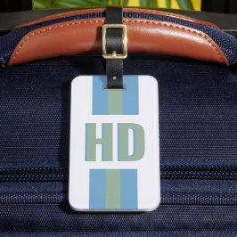 Etiqueta Para Maletas Modern Green Blue striped Shadow Monogram girly