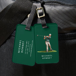 Etiqueta Para Maletas Modern Green Golfer Sport