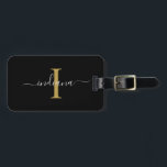 Etiqueta Para Maletas Modern Monogram Initial Script Name Return Address<br><div class="desc">Create your very own custom and personalized Monogram Initial Script Name Return Address Black Luggage Tag completely by clicking the "Personalize" button. Use the "Customize it" button to further re-arrange and format the style and placement of text. Could easily be repurpose for other special events like anniversaries, baby shower, birthday...</div>