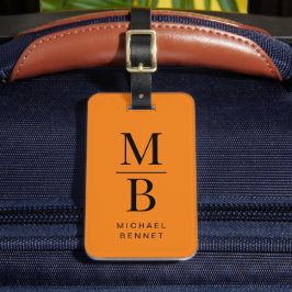 Etiqueta Para Maletas Modern Orange Monogram