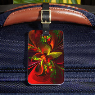 Etiqueta Para Maletas Modern Red Green Floral Abstract Art Pattern #05