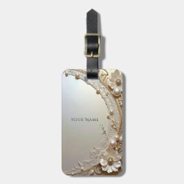 Etiqueta Para Maletas Modern White Flowers Pearls Luggage Tag