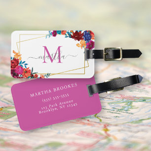 Etiqueta Para Maletas Moderna acuarela Fiesta Mexicana Flor