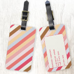 Etiqueta Para Maletas Moderna banda diagonal de caramelos personalizada<br><div class="desc">Diseño de rayas diagonales de tonos cálidos y silencioso moderno con nombres personalizados y detalles de dirección al revés.</div>
