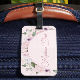 Etiqueta Para Maletas Moderna Feminine Floral Rosa Elegante