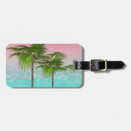 Etiqueta Para Maletas Moderna Girly Tropical, Palm Tree