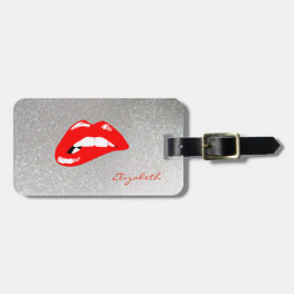 Etiqueta Para Maletas Moderna Moda elegante -labios rojos, personalizada