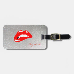 Etiqueta Para Maletas Moderna Moda elegante -labios rojos, personalizada