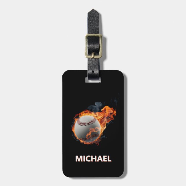 Etiqueta Para Maletas Moderna Trendy Fútbol personalizado de béisbol con (Frente Vertical)