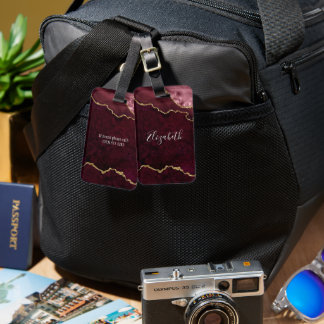 Etiqueta Para Maletas Moderna y elegante Marble Geode Rosa Oro