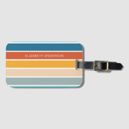 Etiqueta Para Maletas Modernas franjas de atardecer retro personalizadas