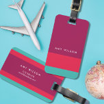 Etiqueta Para Maletas Moderno Bloque de color de estilo Turquesa Púrpura<br><div class="desc">Elegante etiqueta personalizada de bloques de color para el equipaje en color turquesa, rosa y morado. Personalice esta etiqueta reemplazando el texto del marcador de posición con su información y para obtener más opciones como cambiar el tipo de letra y su tamaño, haga clic en el botón "Personalizar". *Tenga en...</div>