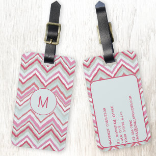 Etiqueta Para Maletas Moderno Ikat Chevron Stripe Monograma Inicial