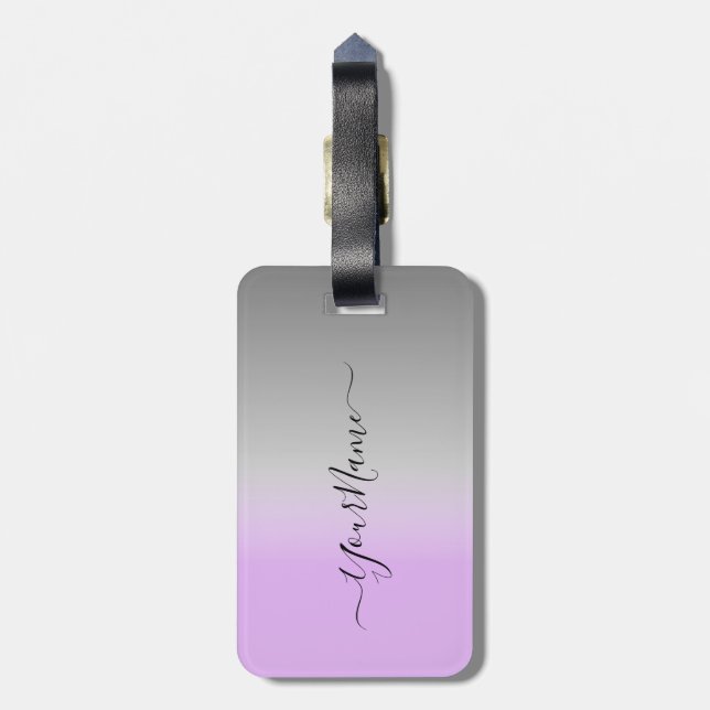 Etiqueta Para Maletas moderno lilac-gris ombré personalizado (Atrás Vertical)