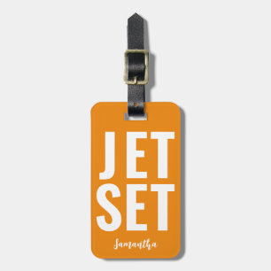 Etiqueta Para Maletas Moderno Minimalista Funny Jet Set naranja negrita 