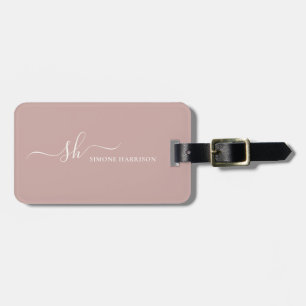 Etiqueta Para Maletas Moderno Monograma Elegante Caligrafía Personalizad