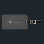 Etiqueta Para Maletas Moderno Monograma Elegante Caligrafía Personalizad<br><div class="desc">Moderno portador de tarjetas de visita monograma personal con caligrafía de escritura moderna y diseño de tipografía minimalista. Esta es la versión gris marfil / carbón vegetal.</div>