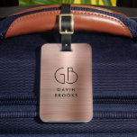 Etiqueta Para Maletas Moderno Monograma Rosa Oro Elegante Cepillado Metá<br><div class="desc">Elegante Monograma Moderno Monogramado Rubor Rosa Rosa Rosa Dorado Cepillado Metálico Etiqueta De Bolsa</div>