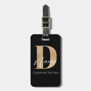 Etiqueta Para Maletas Moderno Monogramado Inicial D & Name Personalizado