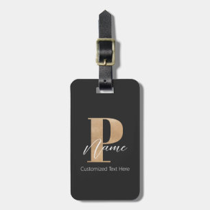 Etiqueta Para Maletas Moderno Monogramado Inicial P & Name Personalizado