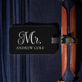 Etiqueta Para Maletas Moderno Personalizado en Negro y Blanco con Clase