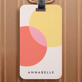 Etiqueta Para Maletas Moderno Resumen Círculos Rojo Amarillo Rosa Minima