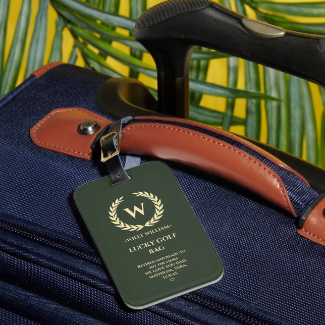 ETIQUETA PARA MALETAS MODERNO RETIREMENT GOLF MONOGRAM LUCKY GOLF BAG (Anverso In situ 1)