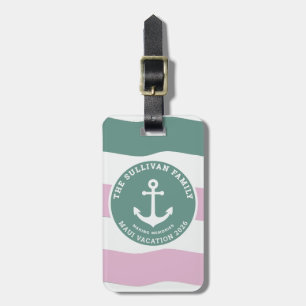 Etiqueta Para Maletas Moderno Retro Miami Sage Lila Ancla Familia Playa