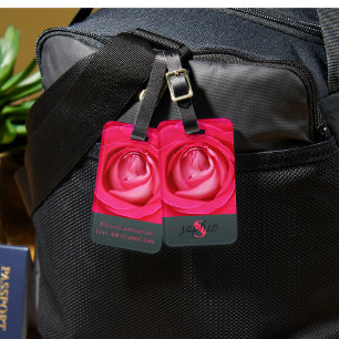 Etiqueta Para Maletas Moderno rosa rosa caliente con nombre