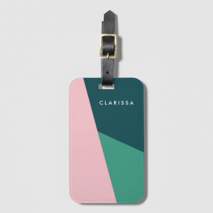 Etiqueta Para Maletas Moderno y abstracto geométrico pastel rosa y verde