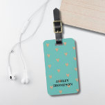 Etiqueta Para Maletas Moderno y elegante Corazones de Oro Faux Blue<br><div class="desc">Etiqueta de equipaje de personalizable Guay con fondo azul / falso corazón dorado. Puede agregar sus nombres y dirección.</div>