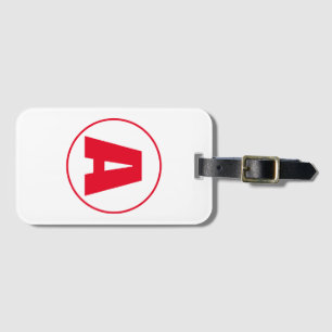 Etiqueta Para Maletas Moderno y elegante Monograma Rojo Letra inicial Bl
